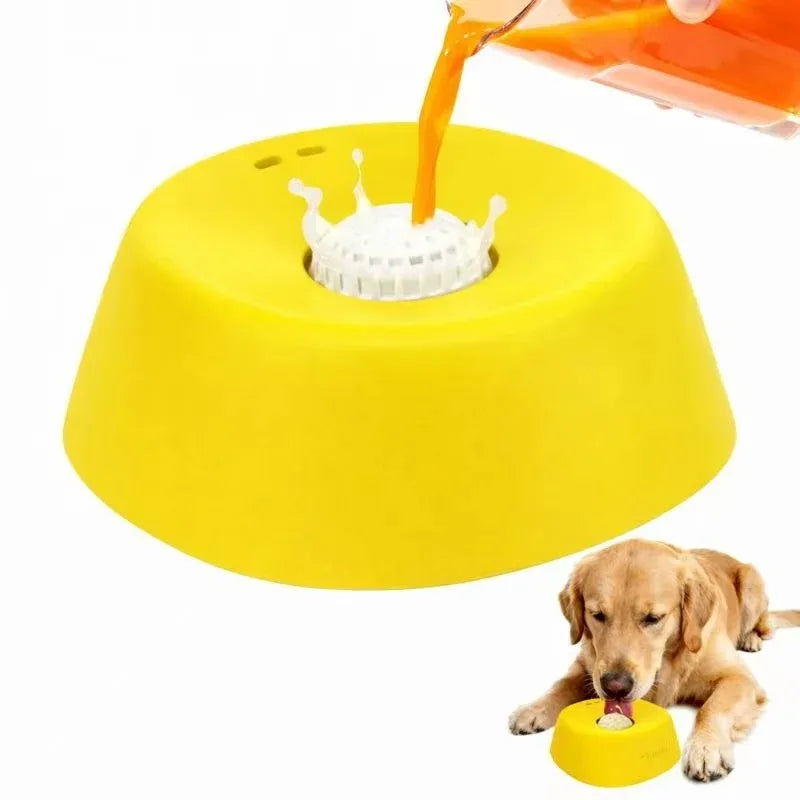 PawFlow No-Spill Dog Licking Bowl — Slow Feed Lick Mat with Entertainment Ball for Dogs