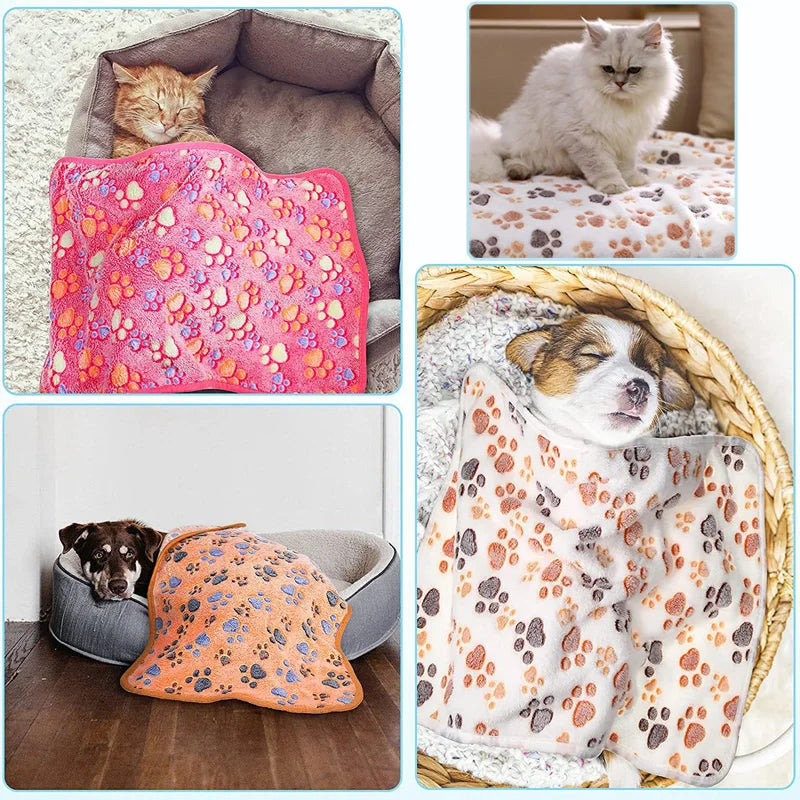 PawFlow Soft Pet Blanket — Cosy Paw & Bone Print Fleece Blanket for Dogs & Cats