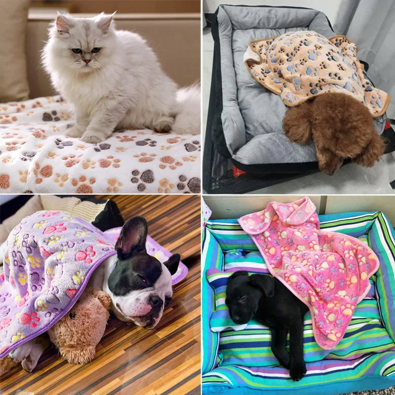 PawFlow Soft Pet Blanket — Cosy Paw & Bone Print Fleece Blanket for Dogs & Cats