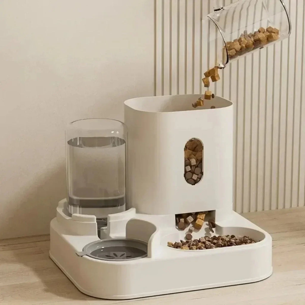 PawFlow 2-in-1 Automatic Pet Feeder & Water Fountain — Large Capacity Food Dispenser for Dogs & Cats