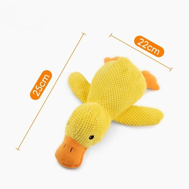 PawFlow Squeaky Duck Dog Chew Toy — Heavy Duty Plush Toy with Double Sound for Aggressive Chewers