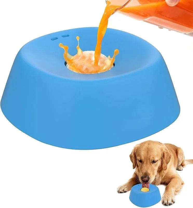 PawFlow No-Spill Dog Licking Bowl — Slow Feed Lick Mat with Entertainment Ball for Dogs