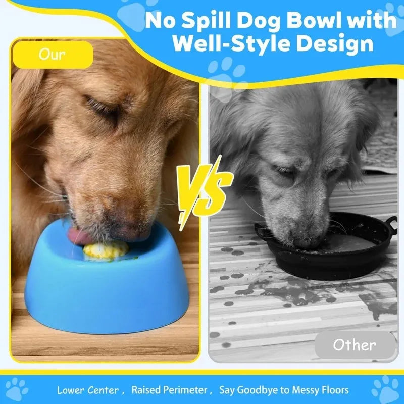 PawFlow No-Spill Dog Licking Bowl — Slow Feed Lick Mat with Entertainment Ball for Dogs