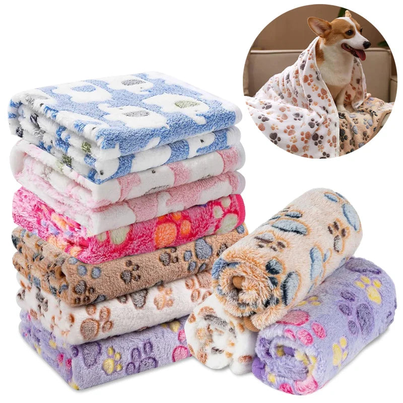 PawFlow Soft Pet Blanket — Cosy Paw & Bone Print Fleece Blanket for Dogs & Cats