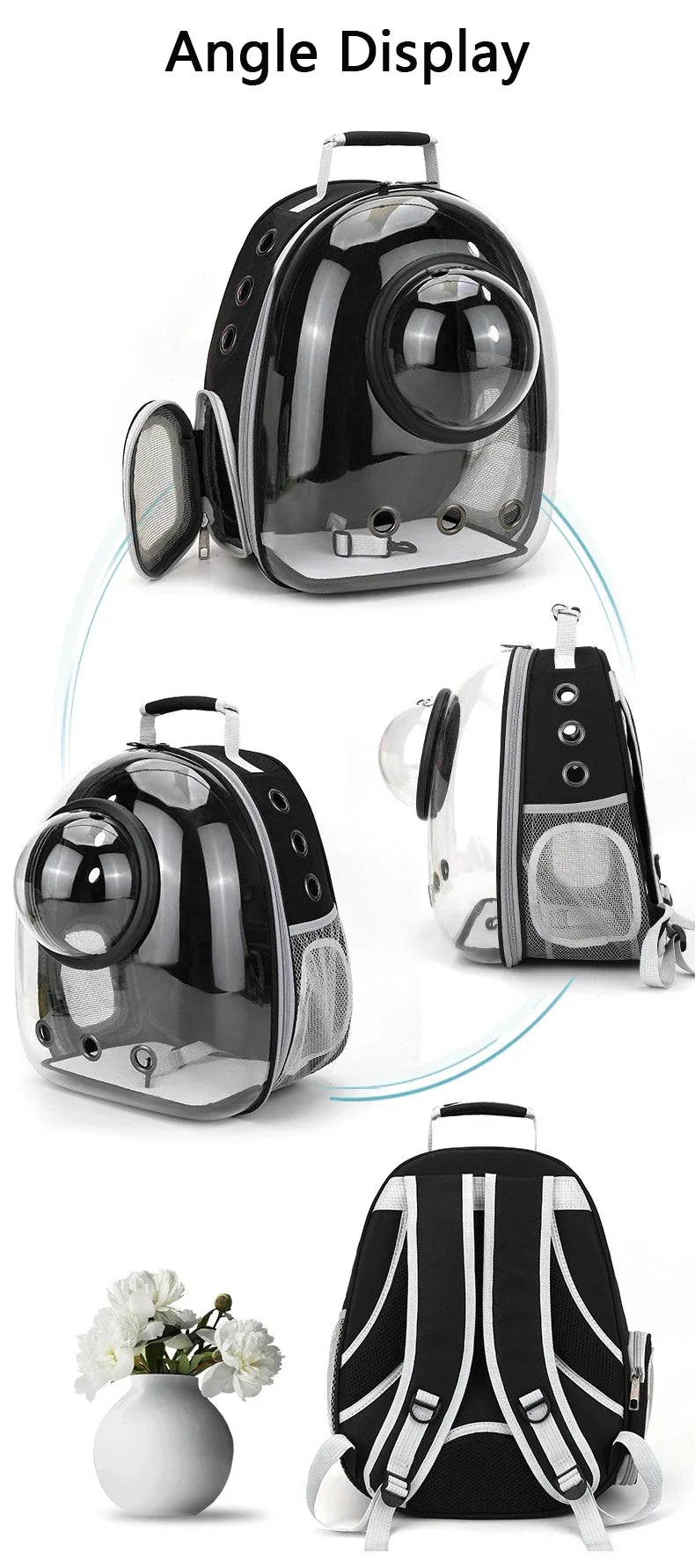 PawFlow Transparent Bubble Cat Carrier Backpack — Breathable Space Capsule Travel Bag for Cats & Small Dogs