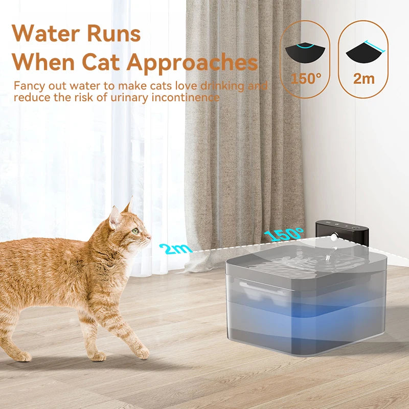 ROJECO Wireless Cat Water Fountain — 2.2L Smart Infrared Sensor Drinking Fountain, Cordless & Ultra-Quiet for Cats & Small Dogs