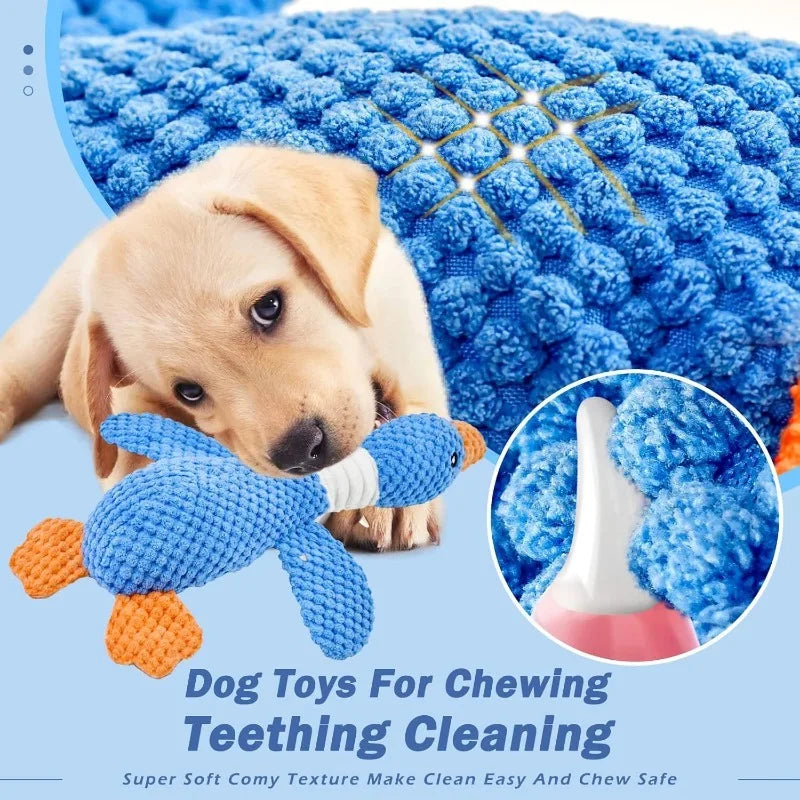 PawFlow Squeaky Duck Dog Chew Toy — Heavy Duty Plush Toy with Double Sound for Aggressive Chewers
