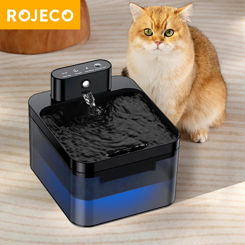 ROJECO Wireless Cat Water Fountain — 2.2L Smart Infrared Sensor Drinking Fountain, Cordless & Ultra-Quiet for Cats & Small Dogs