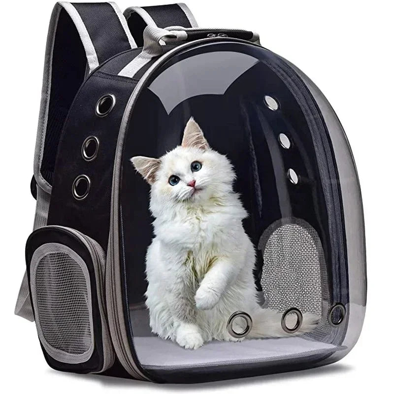 PawFlow Transparent Bubble Cat Carrier Backpack — Breathable Space Capsule Travel Bag for Cats & Small Dogs