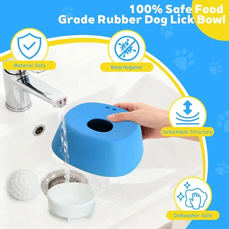 PawFlow No-Spill Dog Licking Bowl — Slow Feed Lick Mat with Entertainment Ball for Dogs