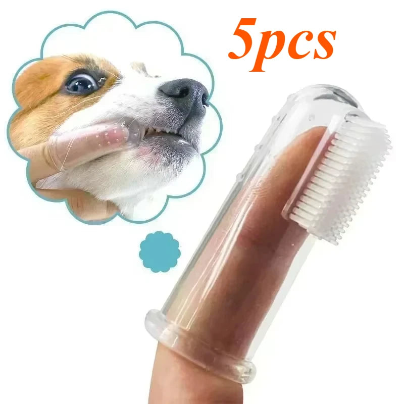 PawFlow Silicone Pet Finger Toothbrush — 5 Pack Ultra-Soft Dental Care Brush for Dogs & Cats