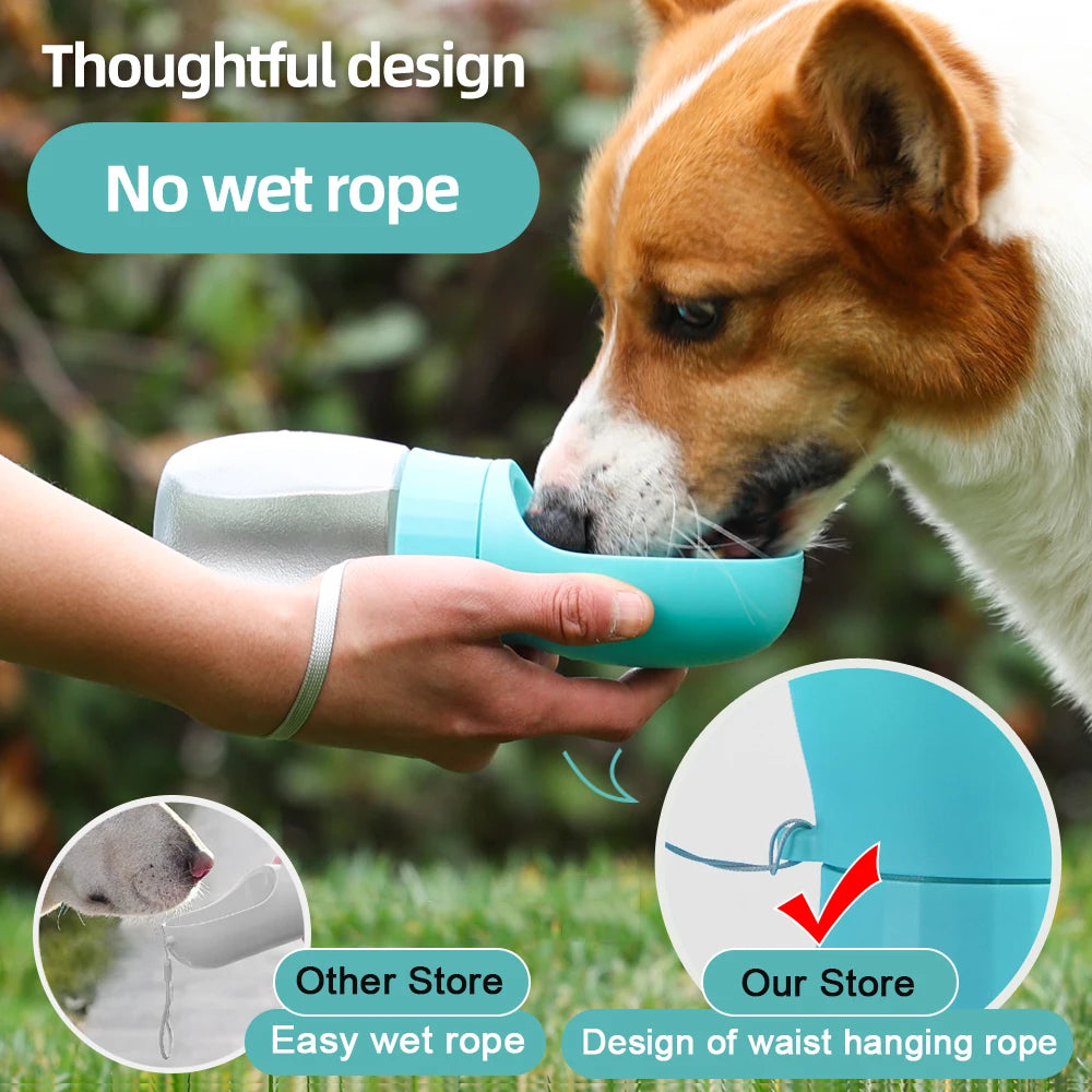 PawFlow Portable Dog Water Bottle — Leak-Proof Travel Drinking Bottle with Bowl for Dogs & Cats