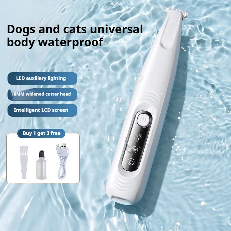 PawFlow LED Pet Paw Trimmer — Cordless Waterproof Dog & Cat Hair Clipper with Display