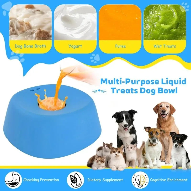 PawFlow No-Spill Dog Licking Bowl — Slow Feed Lick Mat with Entertainment Ball for Dogs