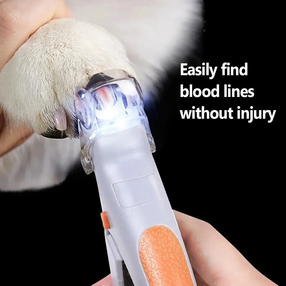 PawFlow Professional Pet Nail Clipper — LED Light & 5x Magnification for Safe Blood Line Detection