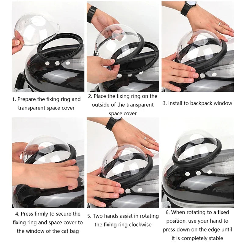 PawFlow Transparent Bubble Cat Carrier Backpack — Breathable Space Capsule Travel Bag for Cats & Small Dogs