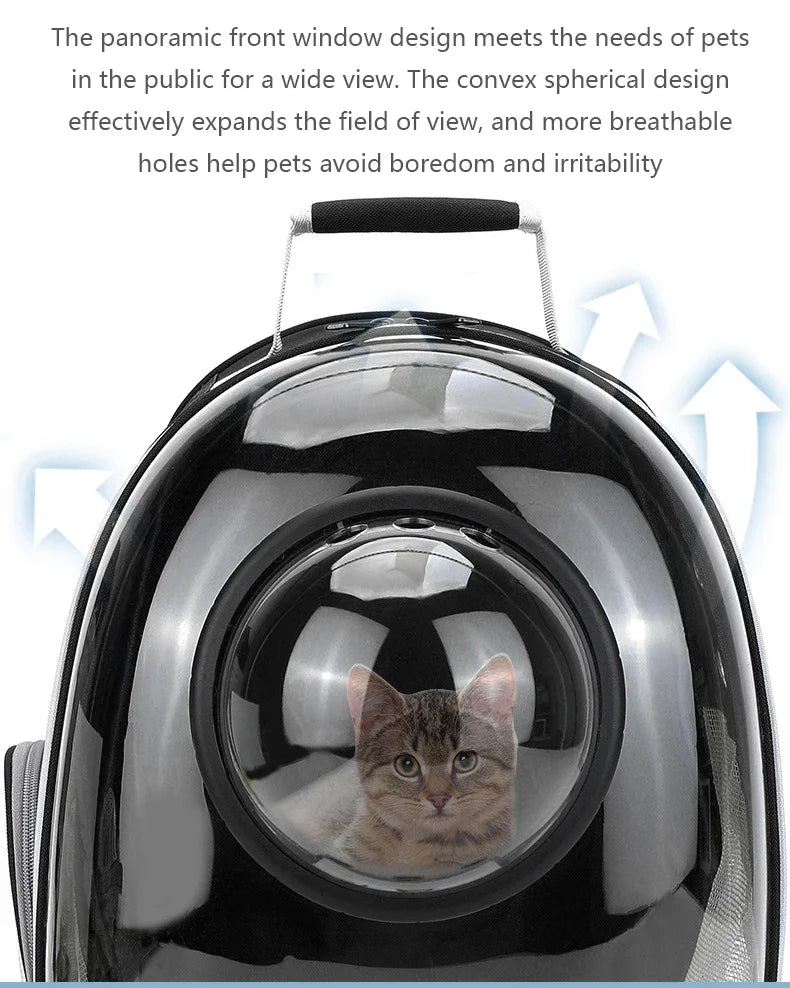 PawFlow Transparent Bubble Cat Carrier Backpack — Breathable Space Capsule Travel Bag for Cats & Small Dogs