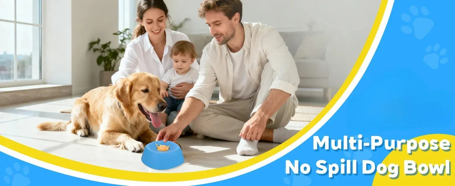 PawFlow No-Spill Dog Licking Bowl — Slow Feed Lick Mat with Entertainment Ball for Dogs