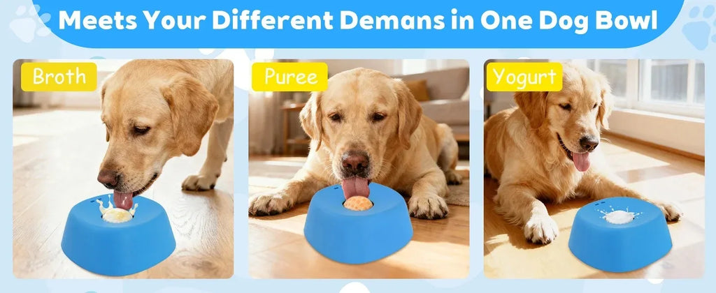 PawFlow No-Spill Dog Licking Bowl — Slow Feed Lick Mat with Entertainment Ball for Dogs