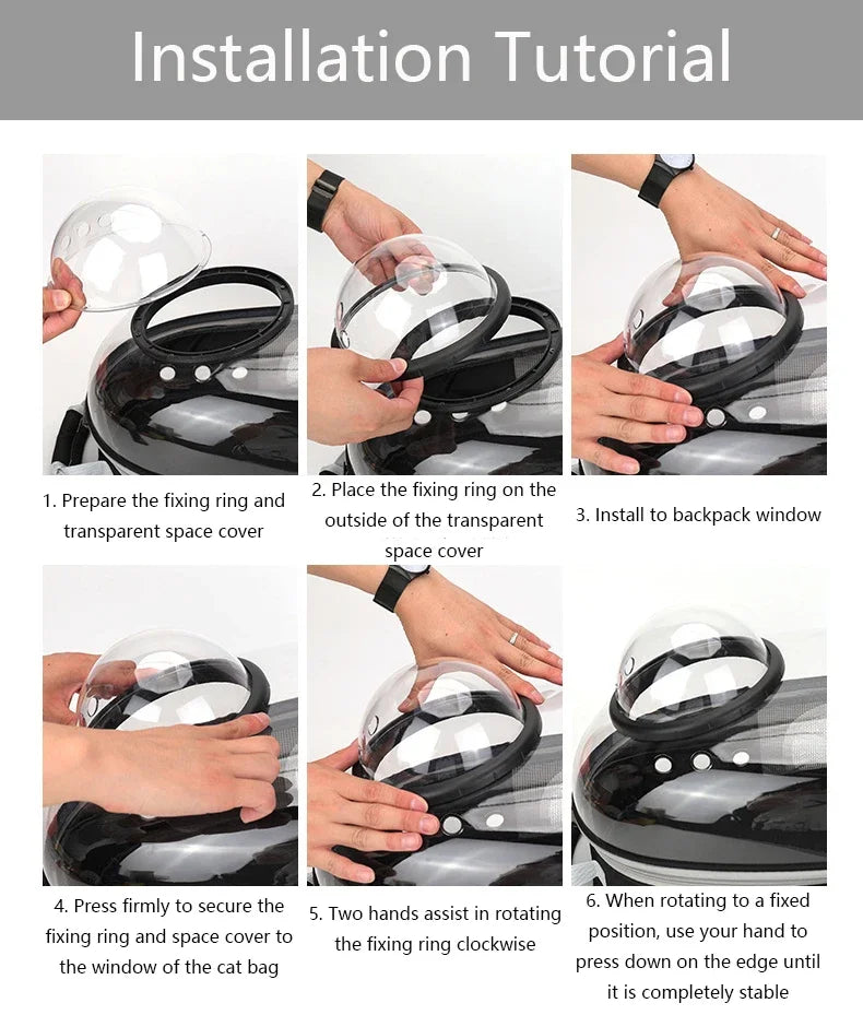 PawFlow Transparent Bubble Cat Carrier Backpack — Breathable Space Capsule Travel Bag for Cats & Small Dogs