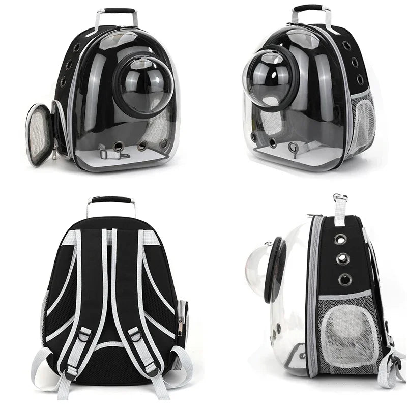 PawFlow Transparent Bubble Cat Carrier Backpack — Breathable Space Capsule Travel Bag for Cats & Small Dogs