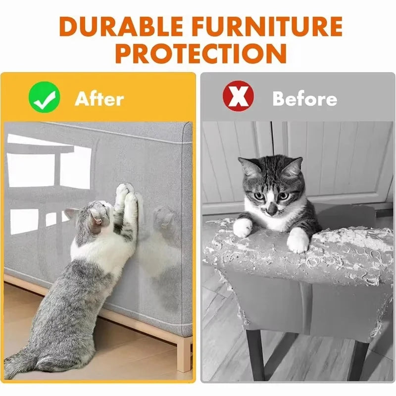 PawFlow Cat Scratch Deterrent Tape — Transparent Self-Adhesive Furniture Protector for Sofas & Couches