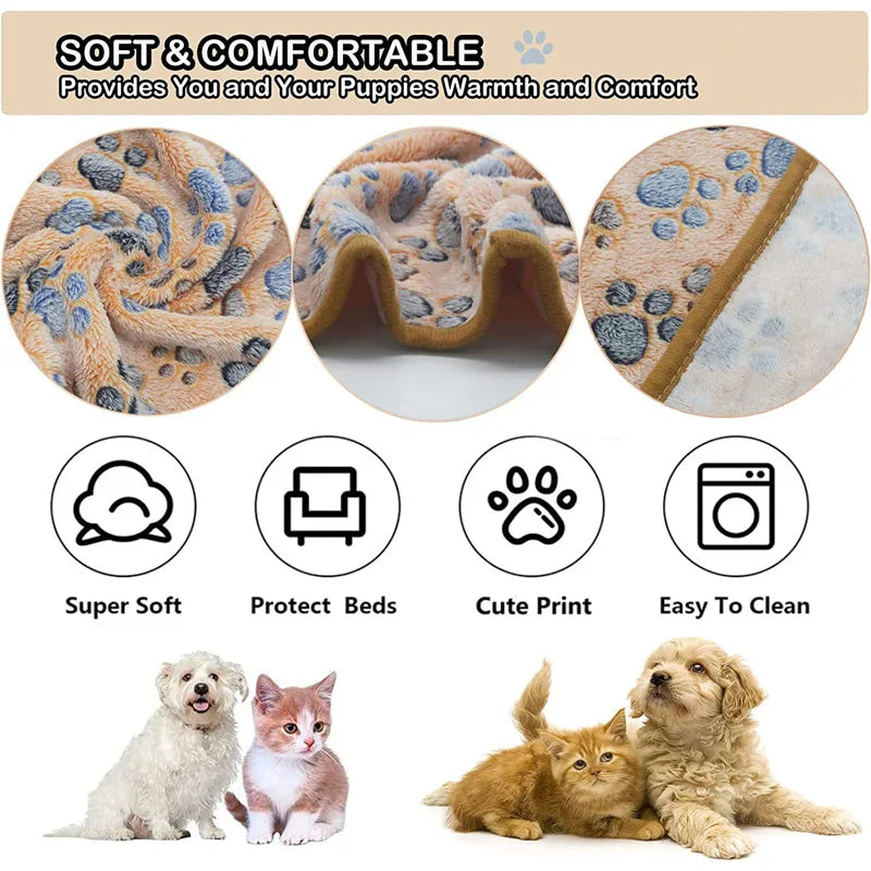 PawFlow Soft Pet Blanket — Cosy Paw & Bone Print Fleece Blanket for Dogs & Cats