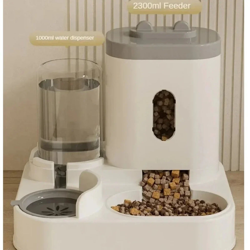 PawFlow 2-in-1 Automatic Pet Feeder & Water Fountain — Large Capacity Food Dispenser for Dogs & Cats