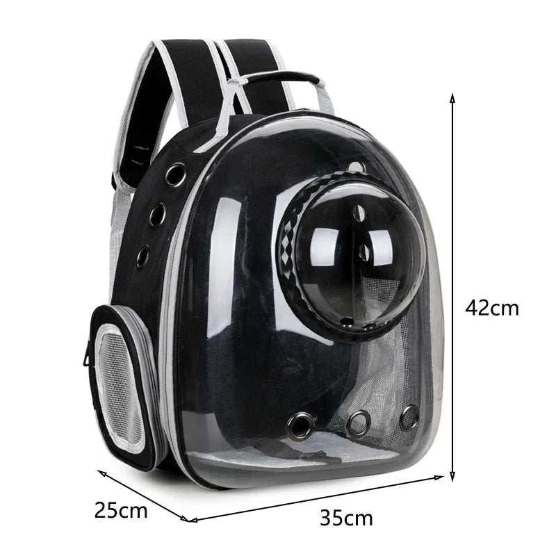 PawFlow Transparent Bubble Cat Carrier Backpack — Breathable Space Capsule Travel Bag for Cats & Small Dogs